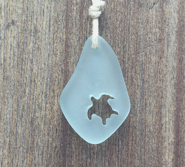 sea glass honu necklace